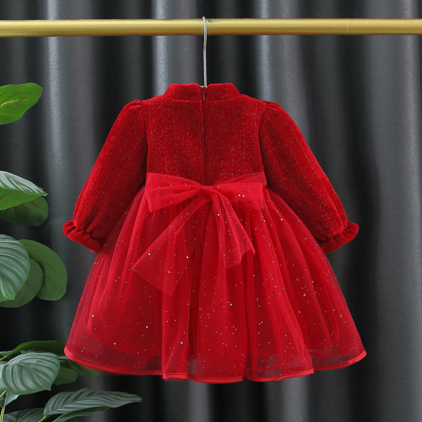 Girl Dress 2023 Children Winter Dress Baby Fancy Dress Skirt Girl Winter Red Modified Cheongsam Gauze Skirt Girls Winter Clothes