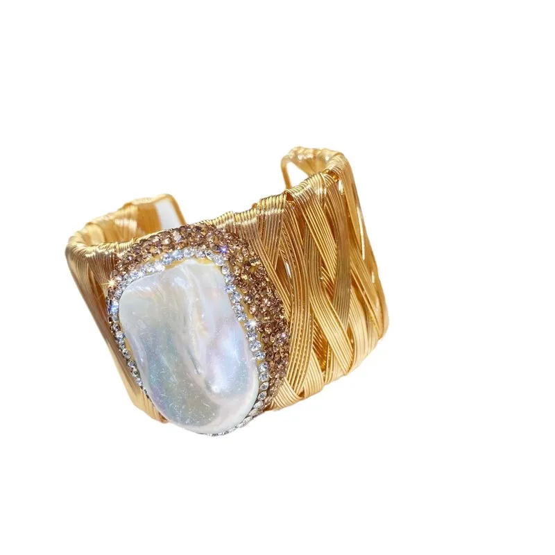 1pcs white freshwater pearl baroque cuff bracelet unique style Bracelet VINTAGE view 2