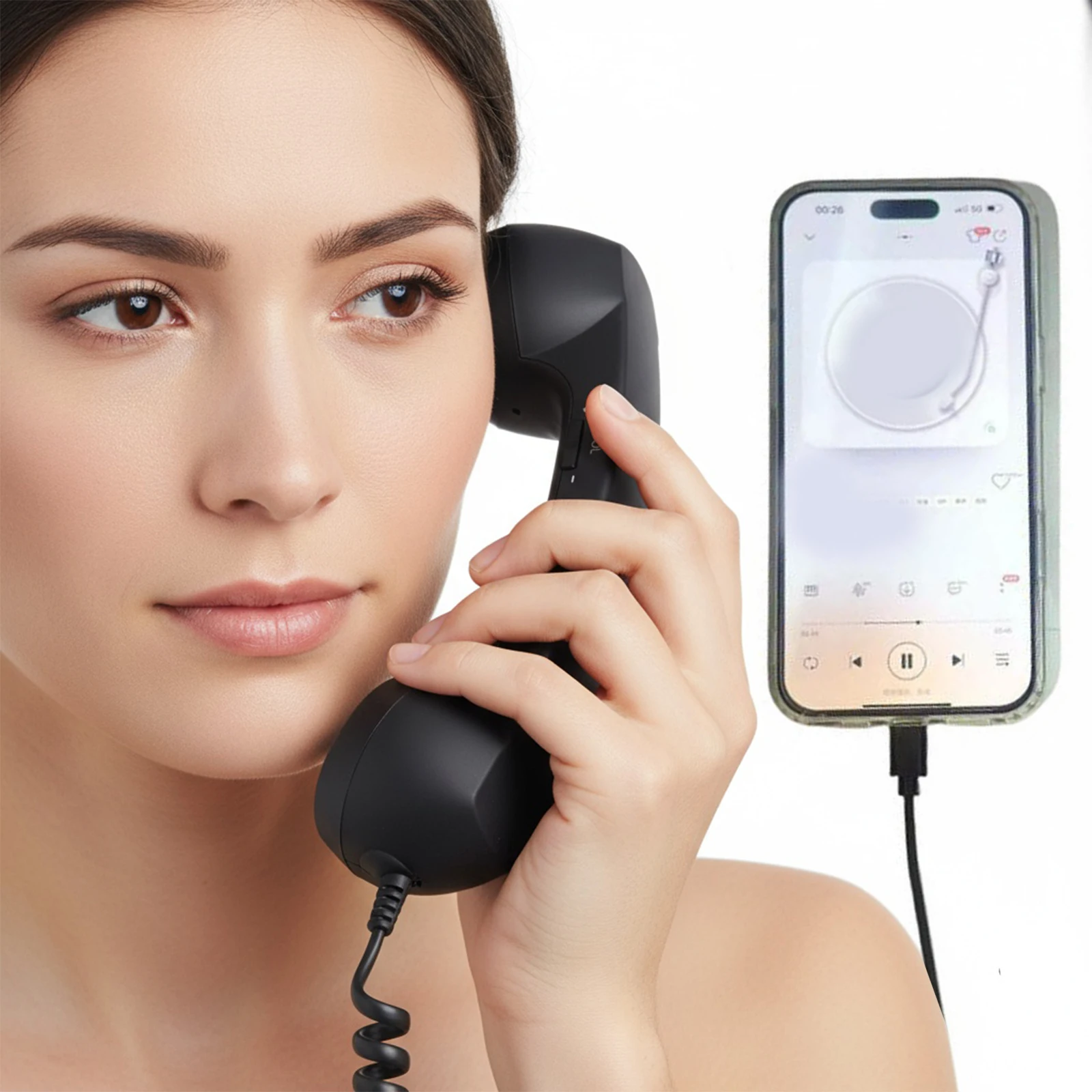 Retro Wired Type-C Mobile Calls Telephones Receiver Antique Style Call Accessory Plug Play Clear Calls Handset Headset Companion