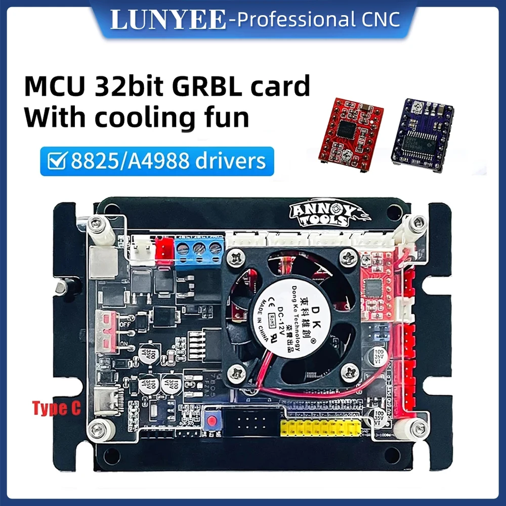 Lunyee 32-Bit Moederbord Grbl 1.1 Type C Poort Cnc Graveermachine Control Board 3-As Met Offline voor CNC3018 Laser Machine