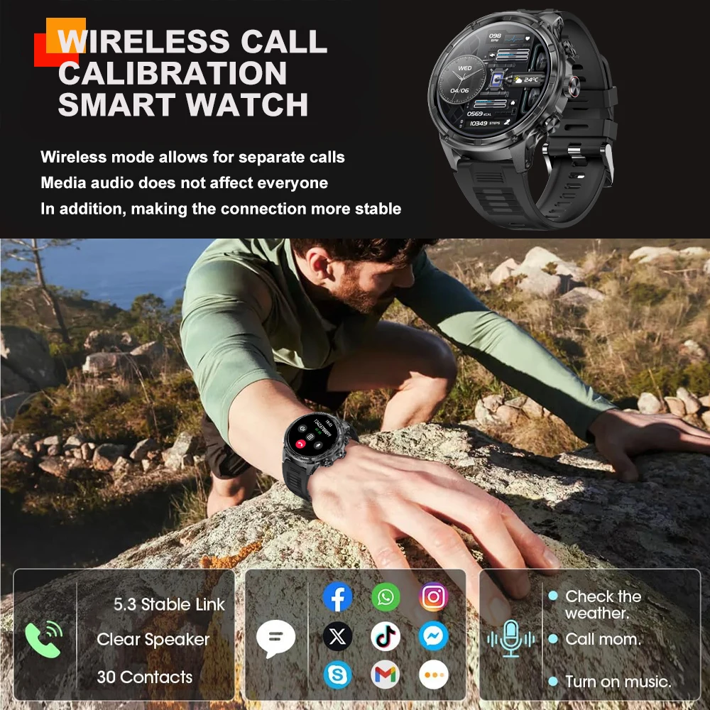 2025 chamada Bluetooth de nível militar de ultra-alta definição de 1,85 polegadas, bateria grande de 710mAh, smartwatch de rastreamento de fitness esportivo 170 +