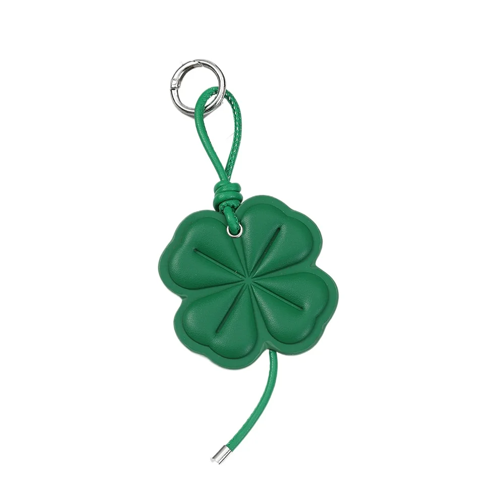 New Leather Leaf Grass Three-dimensional Lucky Grass Bag Pendant Simple Versatile Keychain Bag Pendant Accessories Cute Keychain
