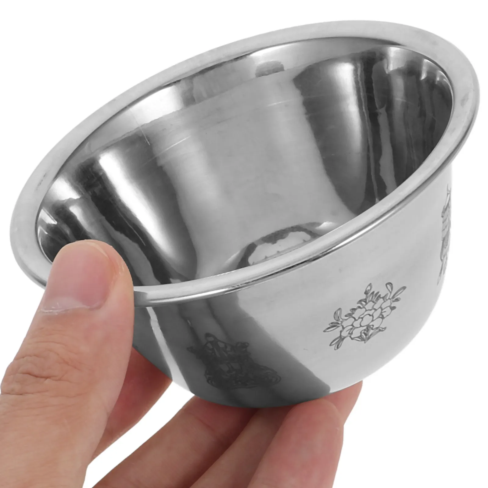 Stainless Steel Offering Bowl Set Gilded Symbol Design Ritual Water Rice Butter Lamp Bowl for Altar Meditation