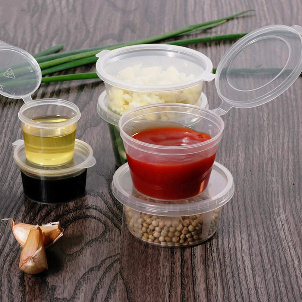 

100 Pcs Cups Transparent Sauce Container Sauce Accessory PP Material Disposable Containers Heat Resistance For Dessert Parties