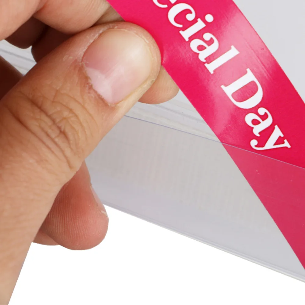 100pcs Plastic PVC Shelf Data Strips Clip Holder Merchandise Price Talker Sign Label Display With Adhesive Tape On Back