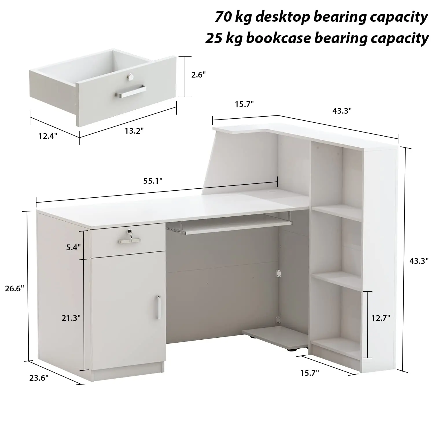 Reception Desk with Hutch, Reception Counter Desk with Lockable Drawers & Shelves, for Salon Recetion Room Retail, Customized