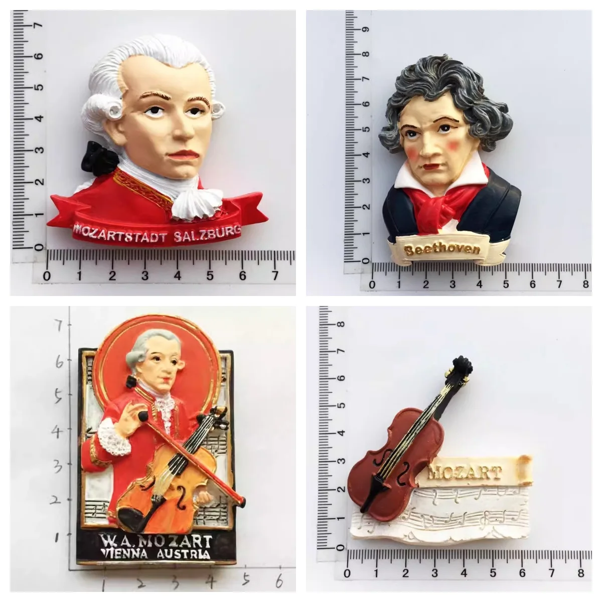 

New Austrian cultural tourism souvenirs musician Mozart Beethoven bust stereo magnet refrigerator sticker