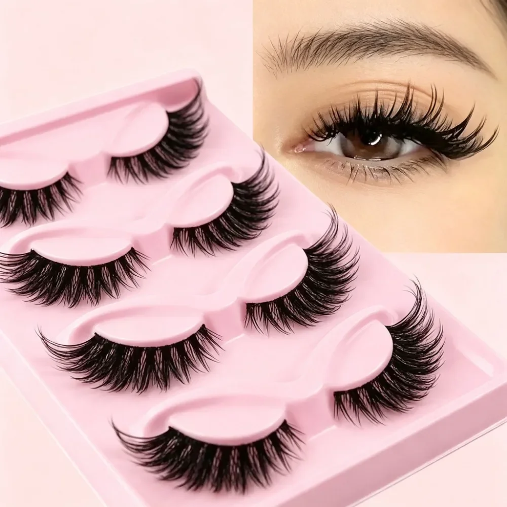 5 Pairs Cat‑Eye False Eyelashes, Natural Elongated Wispy Faux Lashes, Reusable Fake Eyelashes Eye Makeup Tools