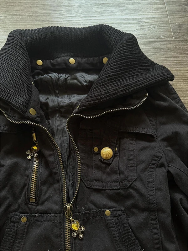 Original Bla BaoYao chica ropa de trabajo motocicleta Jaet prendas de vestir exteriores mujer Otoño Invierno Vintage Retro Top moda cierre de cremallera...