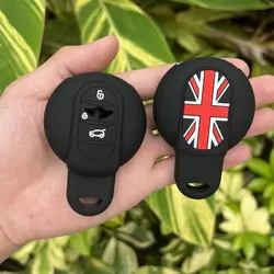 ZAD Silicone car Key cover Case fob set cup Bag Fit for BMW MINI Cooper 2014 2015 f55 f56 3button key