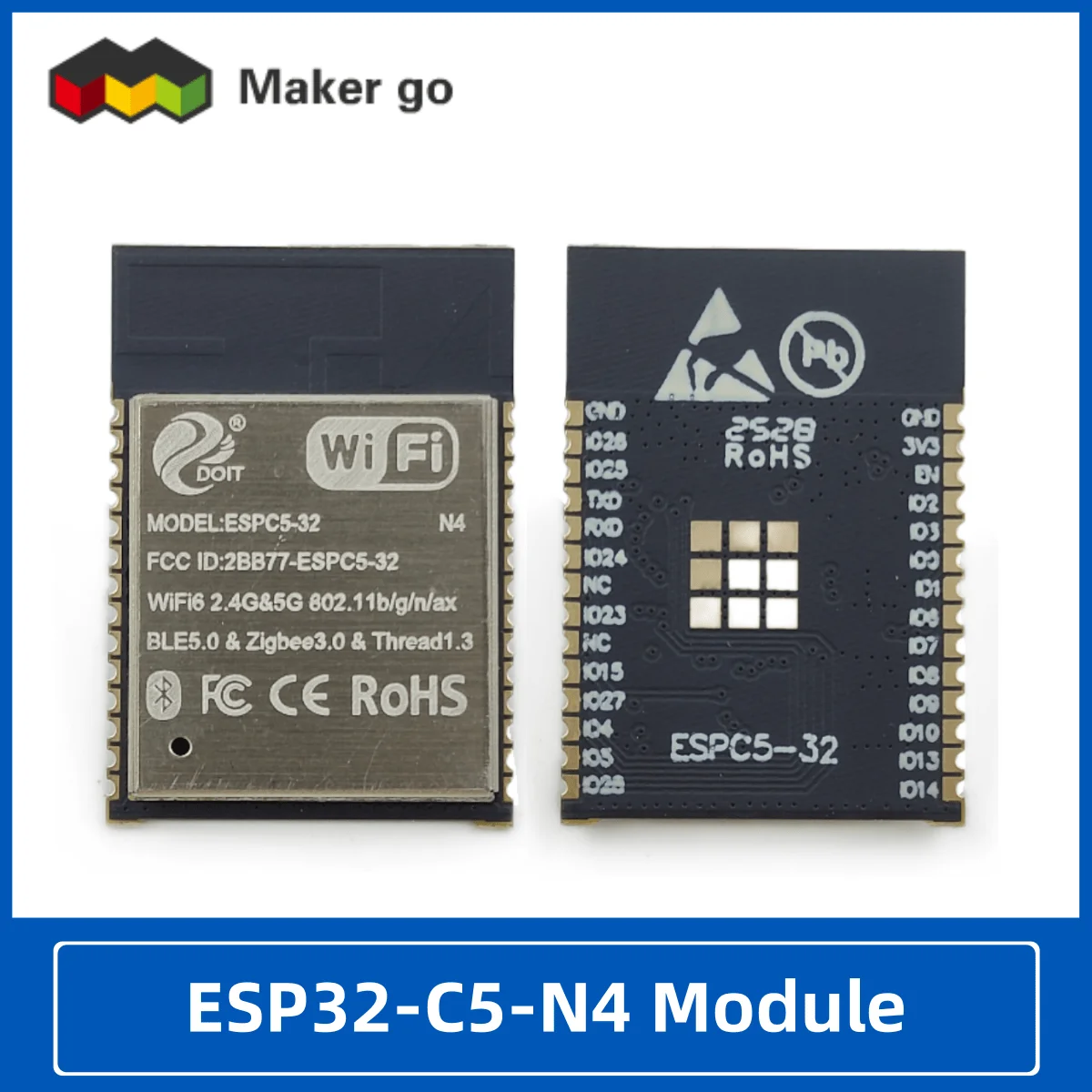 ESP32-C5-N4 モジュール ESP32C5 WiFi 6 開発ボード デュアルバンド 2.4G 5G サポート IoT プロジェクト用 ESP32 モジュール