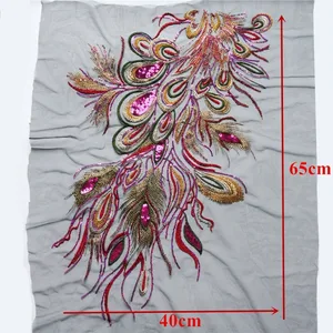 Rotblau Siejoulas Stickerei Phoenix Peacock Pena Schwarzes Mesh Hochzeitskleid Applikationen Spitze Garrison Nähflecken DIY DIY 10 Hauptverkaufs Vinyl Phoenix - №10