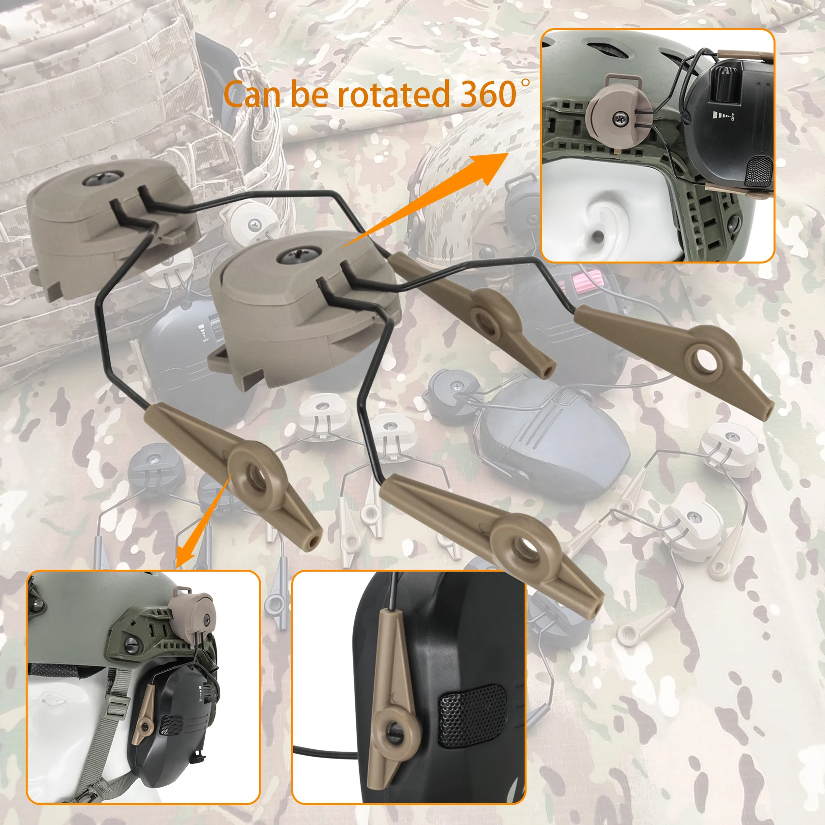 HEARING TACTICAL ARC Rail Adapter for Tactical Headset Walkerrazor Slim Hunting Headphones Electronic Shooting Earmuffs