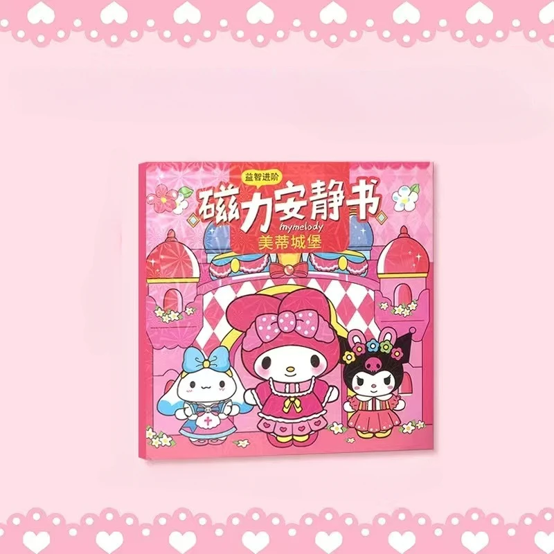 Sanrio Hello Kitty Magnet Quiet Book, Adesivos dos desenhos animados, Brinquedos educativos artesanais, Presentes DIY para crianças, Kulomi Canela Cão