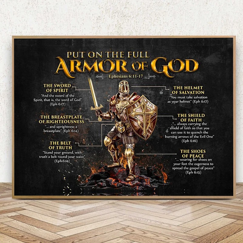 

Put On The Full Armor Of God Poster Prints For Home Decor Warrior of God Religious Jesus Christian Canvas Painting Wall Art