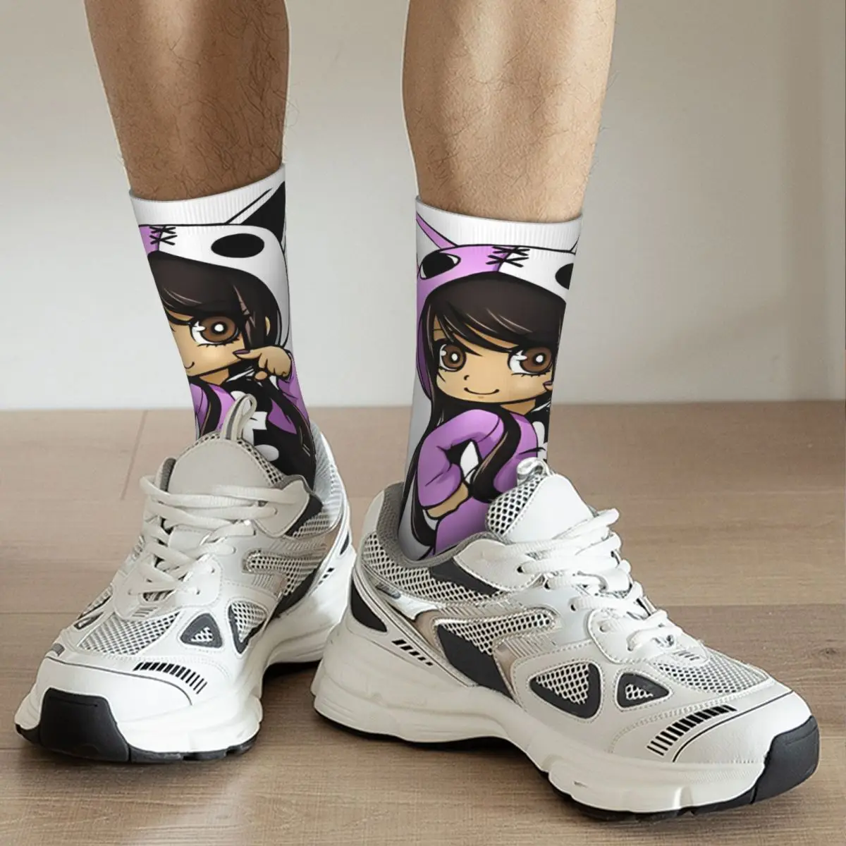 Chaussettes Aphmau Anime pour hommes et femmes, chaussettes de sport absorbant la sueur, dessin animé mignon, chaud, coloré, hiver