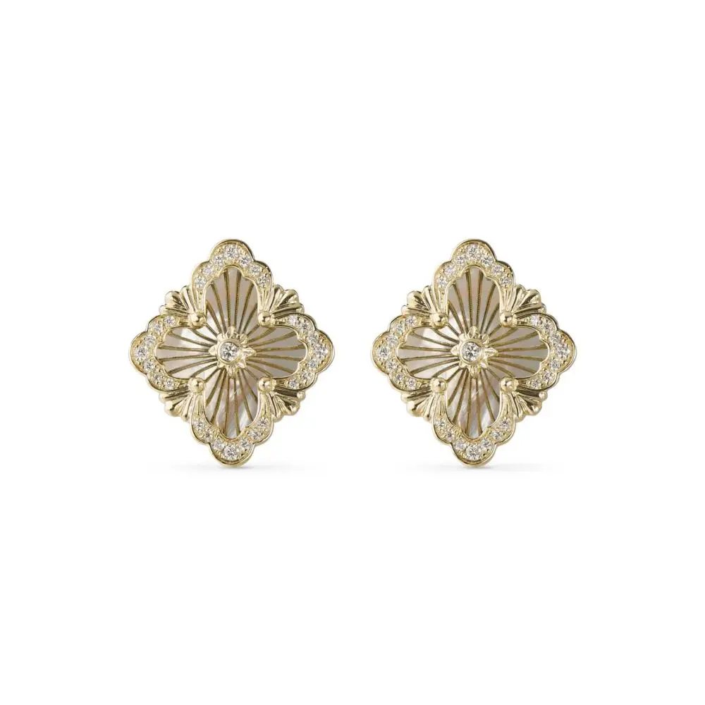 

Classic ltalian Retro Stud Earrings Four Leaf Earrings For Women Super Shining Delicate Flash Zircon Inlay Accessories Gifts