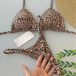 QINJOYER costumi da bagno donna Leopard Print Bikini Biquini costumi da bagno brasiliani 2 pezzi Set donna Bikini String costume da bagno Beach Wear