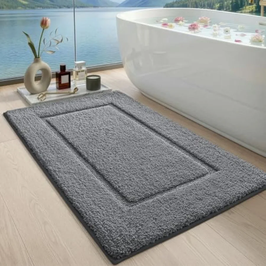 

Bathroom Rugs 43x24, Washable Non Slip Bath Mat for Shower Floor, Absorbent Quick Dry Bathmat with Rubber Backing, Ultra Soft P