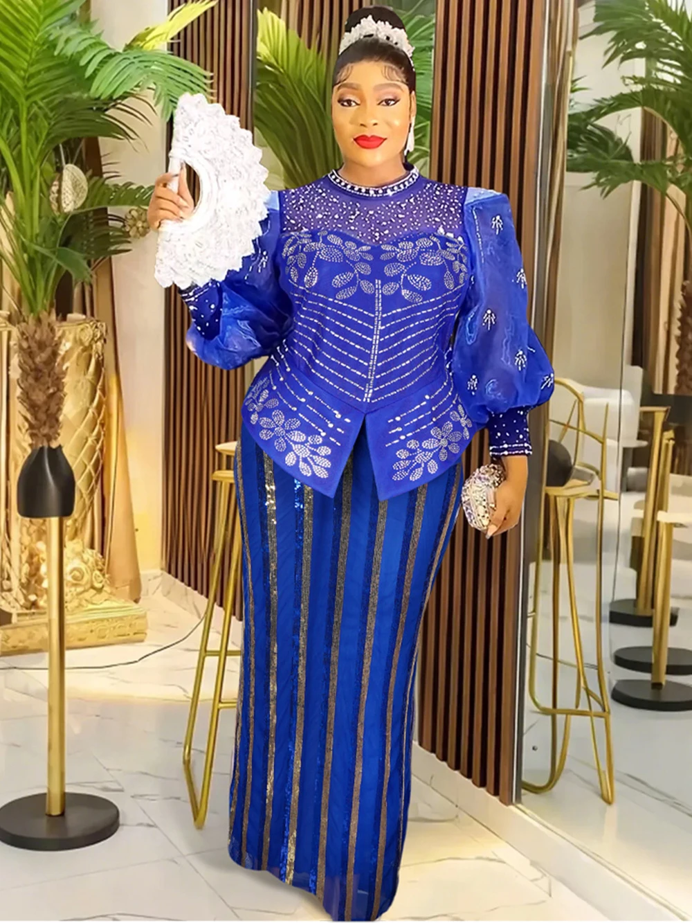 ชุดเดรสวินเทจหรูหราสำหรับผู้หญิง งานแต่งงาน งานพรอม งานราตรี แขนยาว ชุดเดรสเดรสยาวปักเลื่อมแบบดาชิกิ เสื้อคลุมสไตล์ตุรกี เสื้อผ้าแอฟริกัน