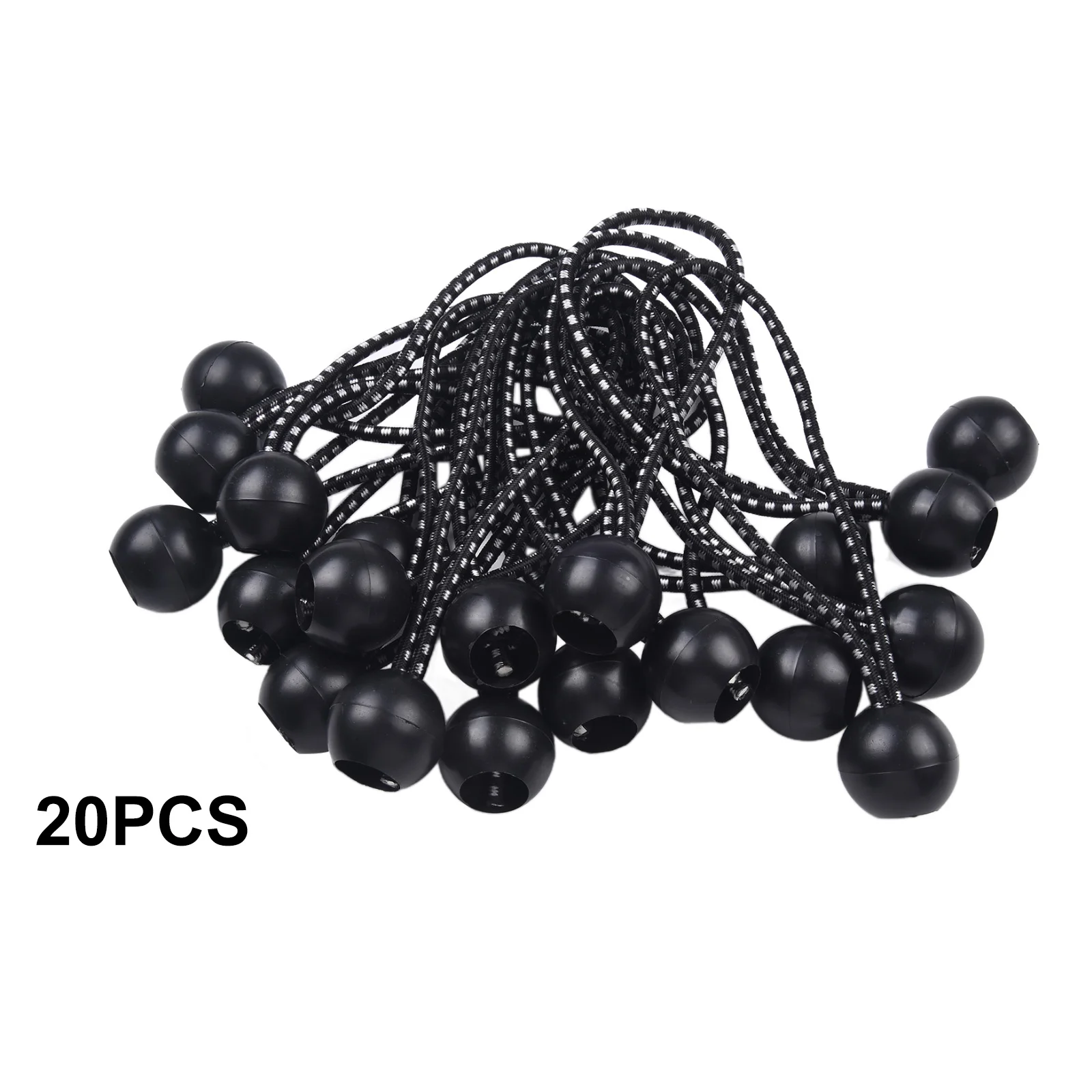 20pcs/Set Ball Bungee Cord Outdoor Tent Canopy Tarp Elastic Oxford Rope Tie Black And White 14.5cm Tent Accessories