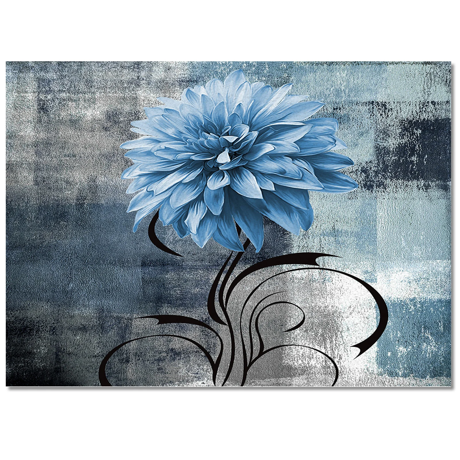 Dahlia Oil Painting Blue Living Room Carpet Coffee Table Floor Mat Study Bedroom Bedside Home Decoration Large Rug Floor Mat