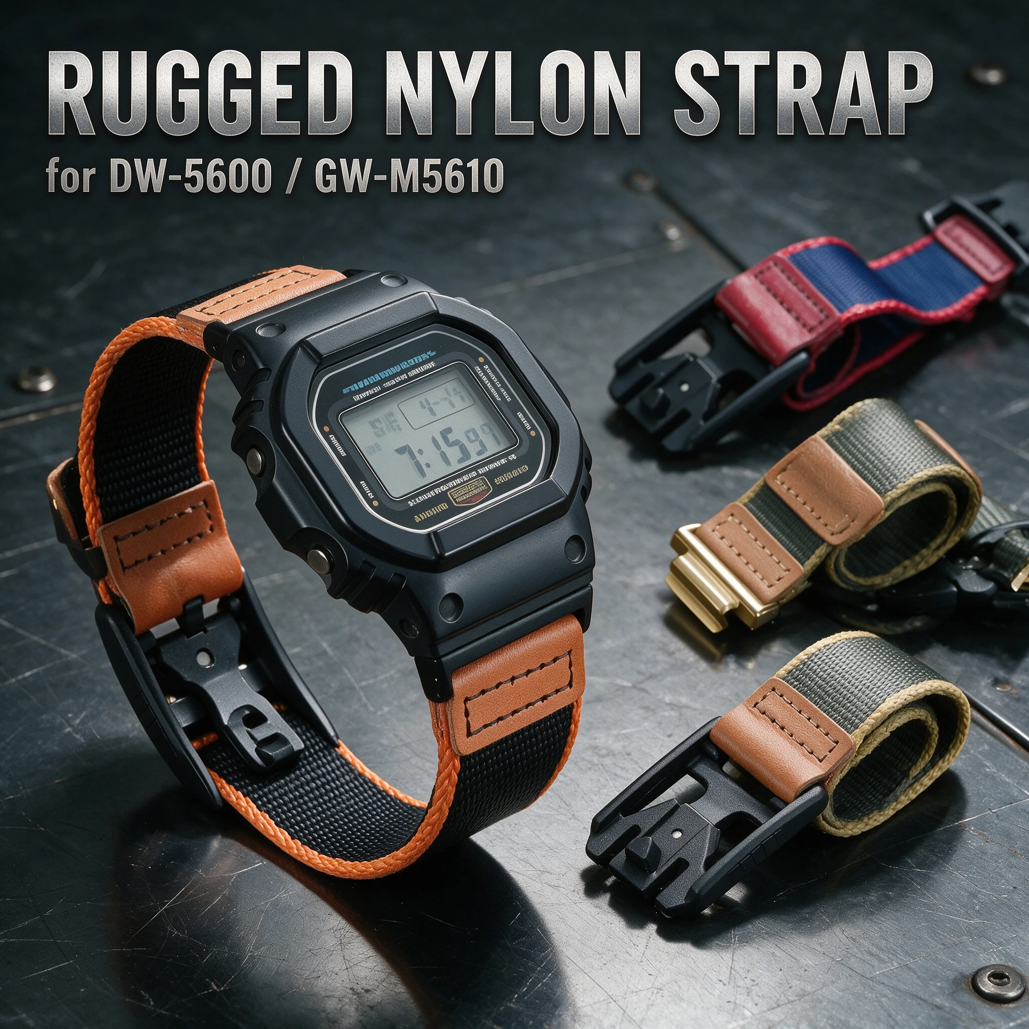 Nylon Watch band For Casio Small Square Watch DW5600 GW-M5610 GW-B5600 GW5000 G-5600 Modified Canvas strap Magnetic buckle 16mm