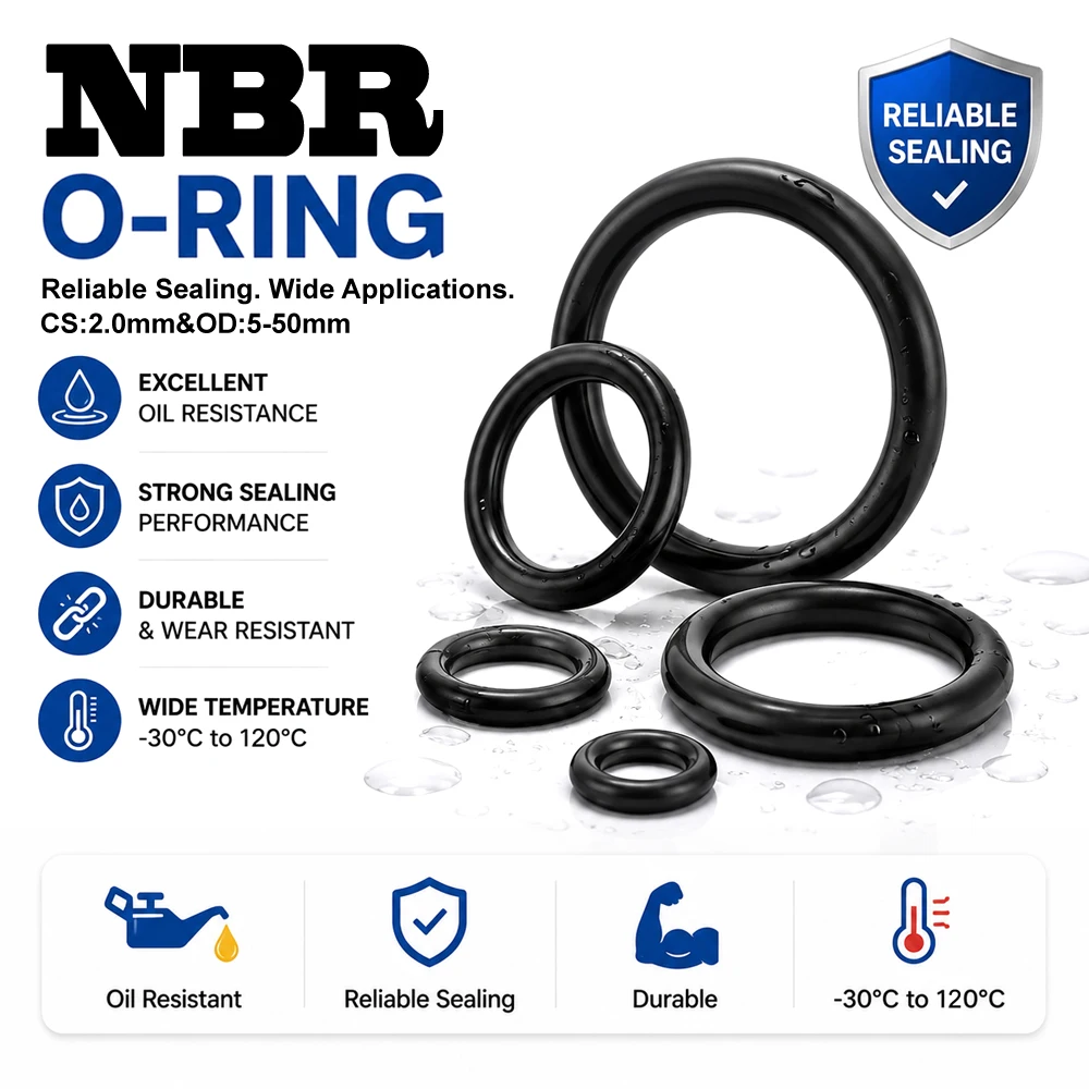 NBR O-ring CS 2mm OD 5~50mm adaptation with mechanical equipment maintenance seals for automotive and motorcycle fuel pipelines