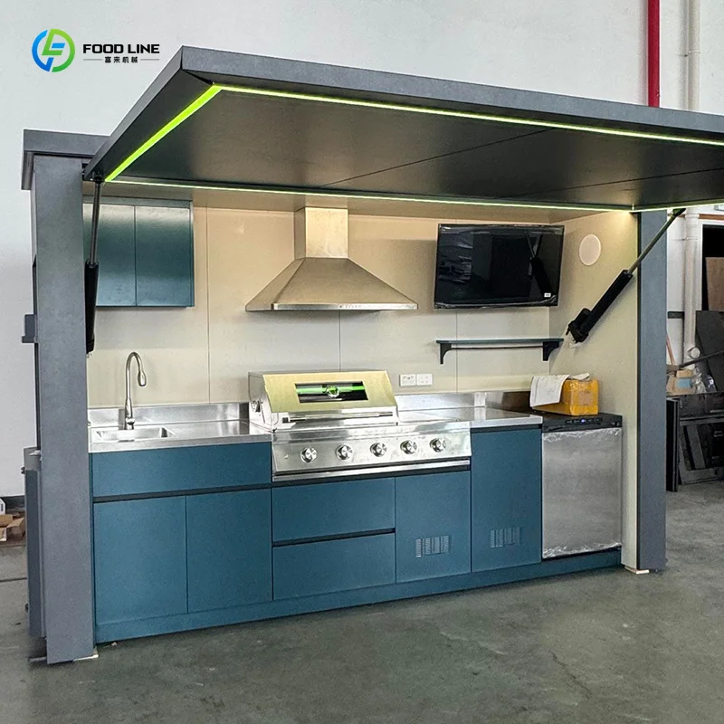 Customized Remote Control 304 Stainless Steel Outdoor Modular Kitchen Cabinet Pizza Oven Shed Deluxe 2026 Version For Garden Use