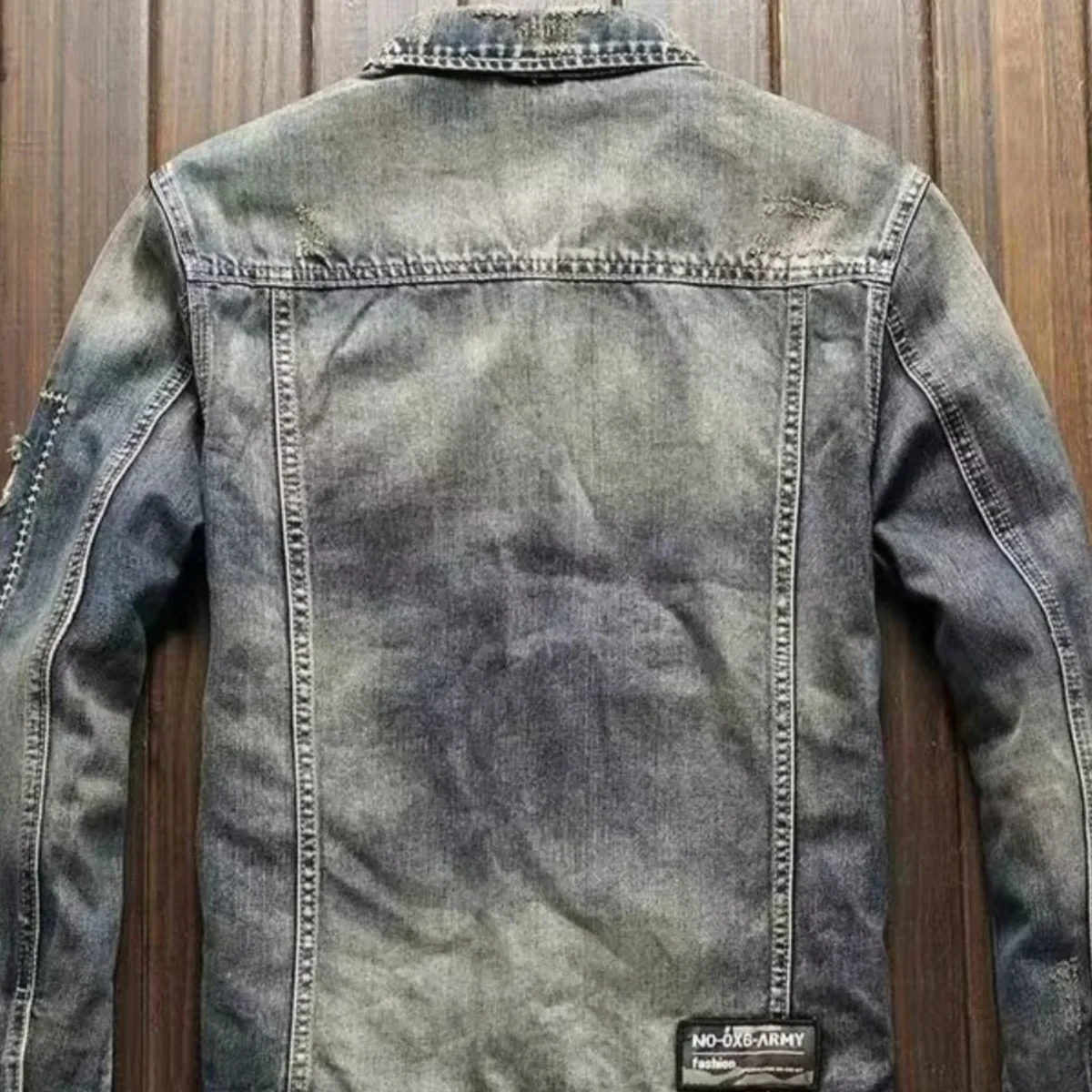 الرجعية الأمريكية الشارع الشهير نمط الرجال سليم صالح الدنيم سترة دراجة نارية ركوب عمال سترة عادية فضفاضة تناسب العلامة التجارية الصينية #3