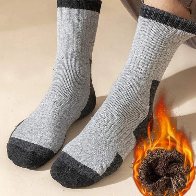 

5-Pack Winter Men'S Wool Socks Breathable & Moisture-Wicking, Thick Warm Crew Sock Comfortable Soft High Quality Casual Male Sox