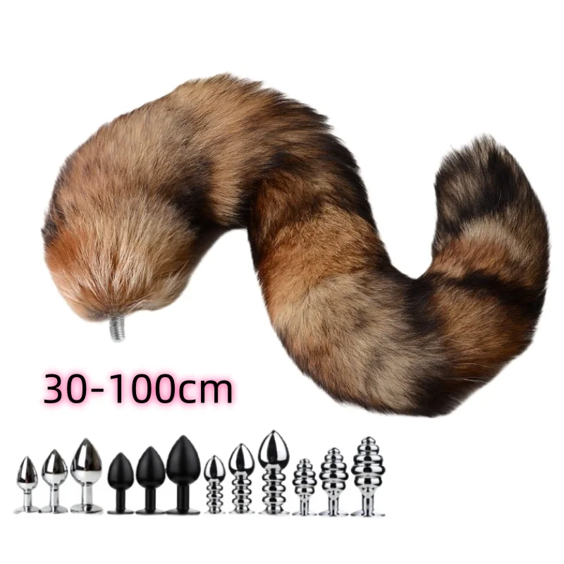 30-100cm Sexy Real Fox Tails with Separable Funny Butt Plug for Couple BDSM Cosplay Adult Sweet Love Games Sex Toys