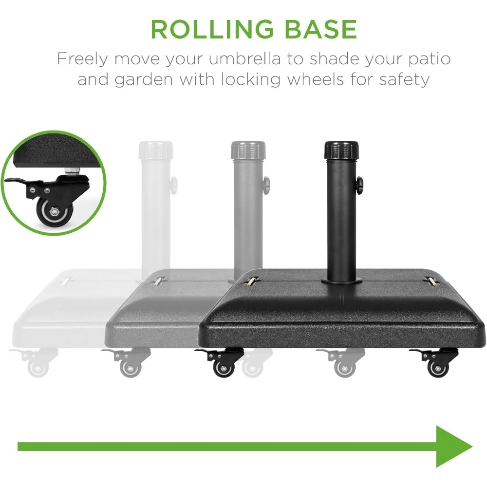 

Products 81-Pound Heavy Duty Square Concrete Rolling Outdoor Patio Umbrella Base Stand w/Locking Wheels, Handles