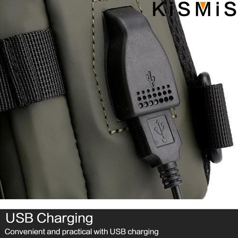 KISMIS Herren Multifunktions-Umhängetasche, Schultertuch, Brusttaschen, Umhängetasche, lässig, für Herren, USB-Ladehandtasche – Detail 4