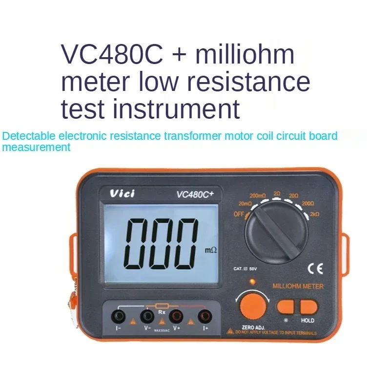 VC480C+ Digital Milliohmmeter DC Low Resistance Tester Microohmmeter 0.01mΩ~2kΩ Detectable Resistance Transformer Circuit Board