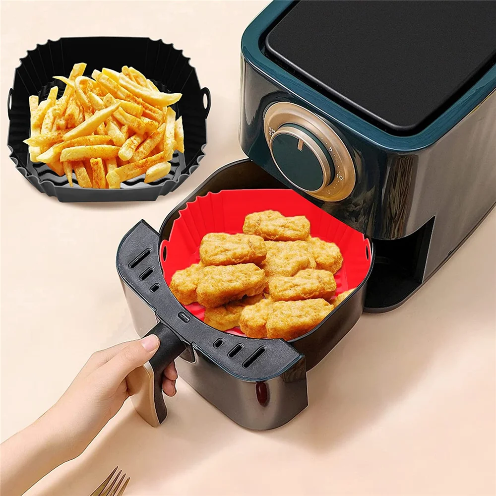 Airfryer Silicone Basket Reusable Oven Silicone Mold Baking Tray for Air Fryer Pizza Fried Chicken Basket Air Fryer Accessories