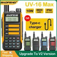 Baofeng Walkie Talkie UV-16 Plus Max 10W Powerful Waterproof VHF UHF Dual Band Two Way Radio UV9R UV10R Enhanced UV16 V2