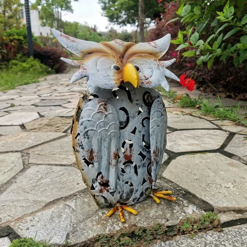 Tin animals, solar energy, lamp decoration, garden outdoor lawn, sculpture owl