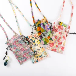 Women‘s Handbag Cotton Floral Pattern Printing Crossbody Shoulder Bag Female Small Phone Purse Ladies Money Pouch 2024 For Girls