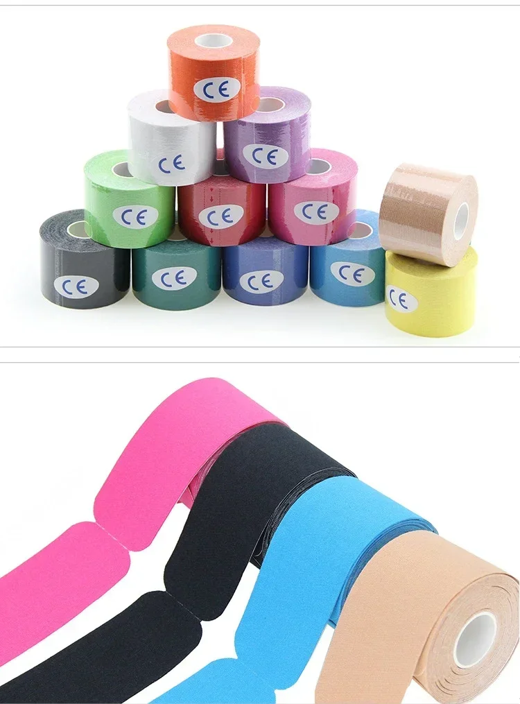 5 Size Kinesiology Tape Muscle Bandage Sports Cotton Elastic Adhesive Strain Injury Tape Knee Muscle Pain Relief Stickers