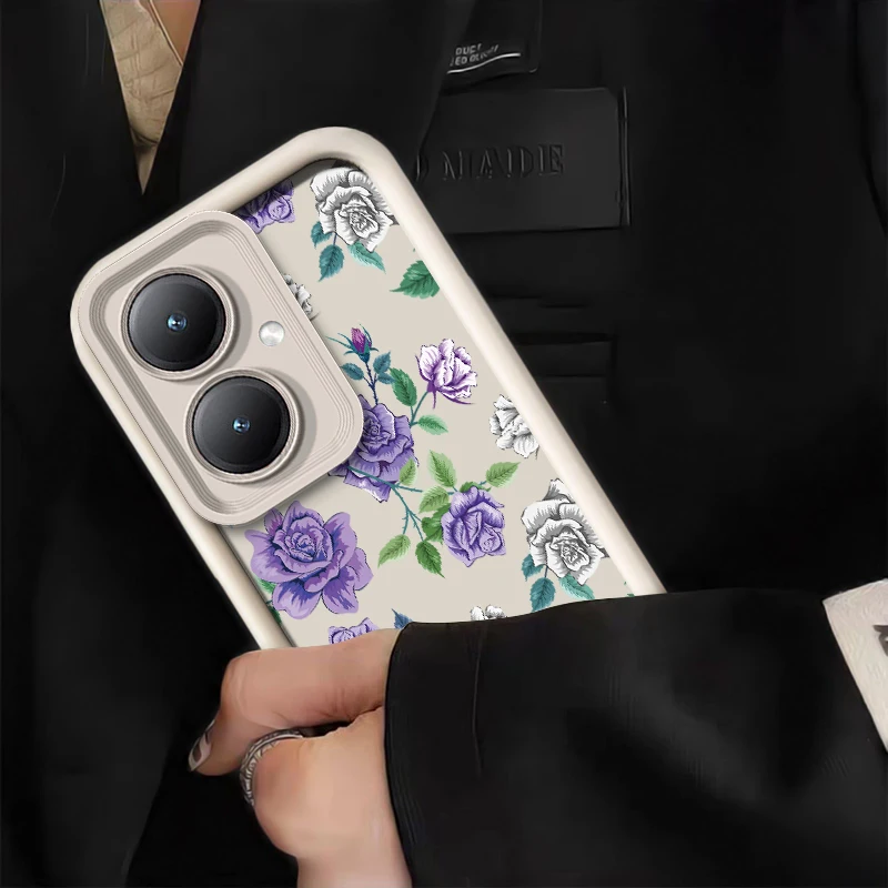 Flower Painting Phone Case For Vivo Y38 Y30 Y29 Y28 Y27 Y22S Y21T Y36 Y35 Y33S Y33T Y31 2021 Y30T Silicon Shockproof Matte Cover view 3