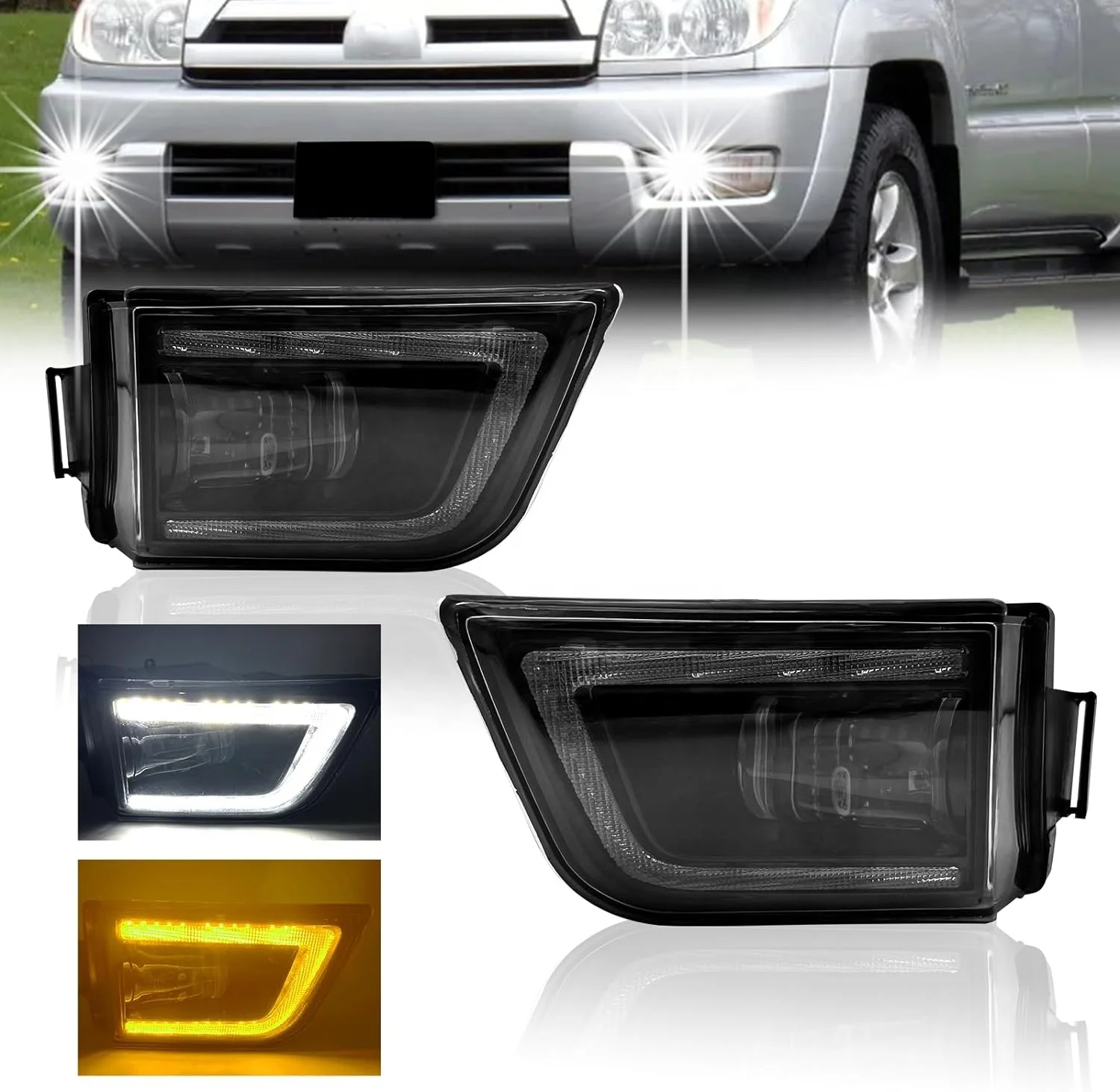 LED Fog Lights Assembly For 2002-2005 4 Runner Fog Lamps With Daytime Running Lights Turn Signal Lights