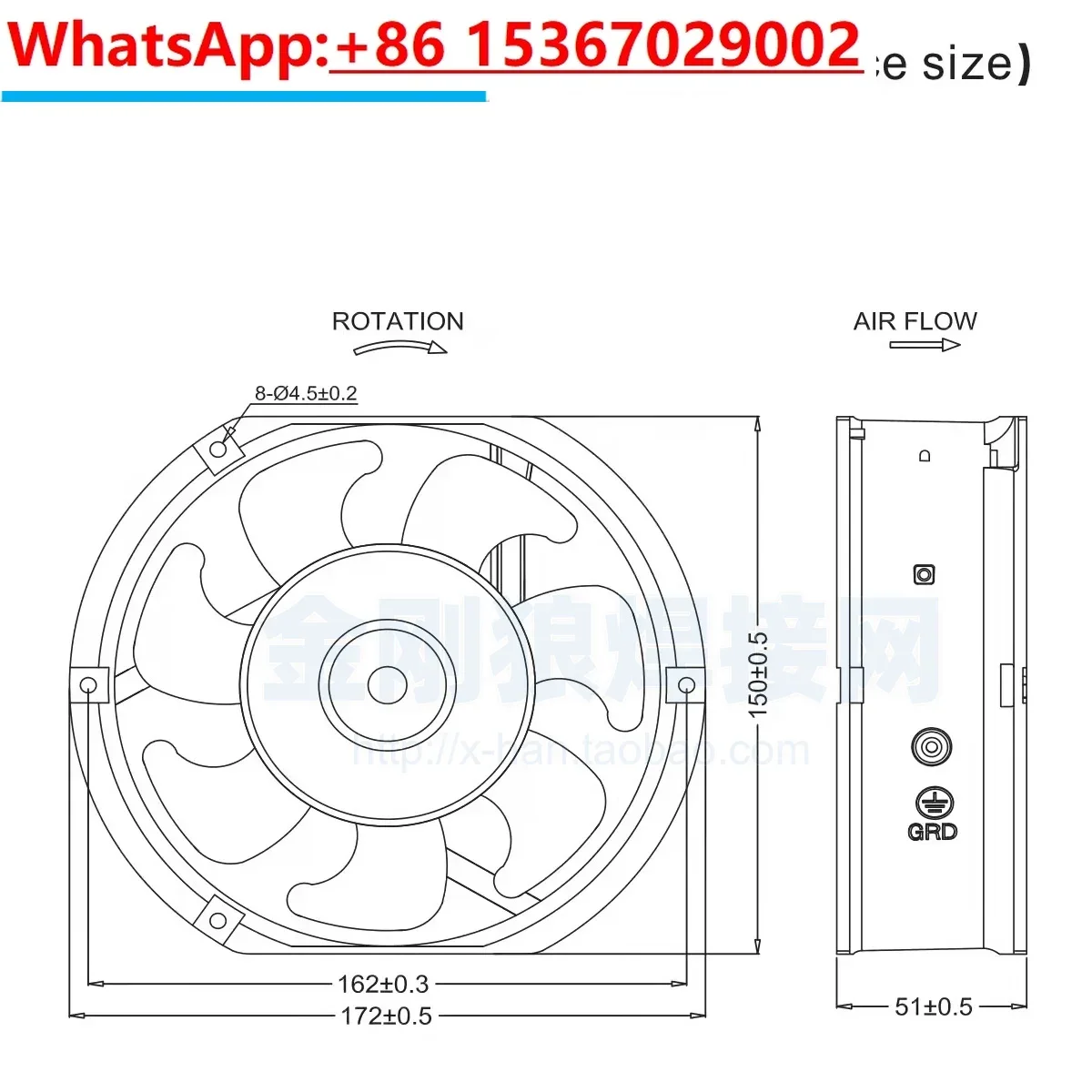 17050 Fan Ball Bearing Oval AC 220V 17050 38W Welding Machine Cooling