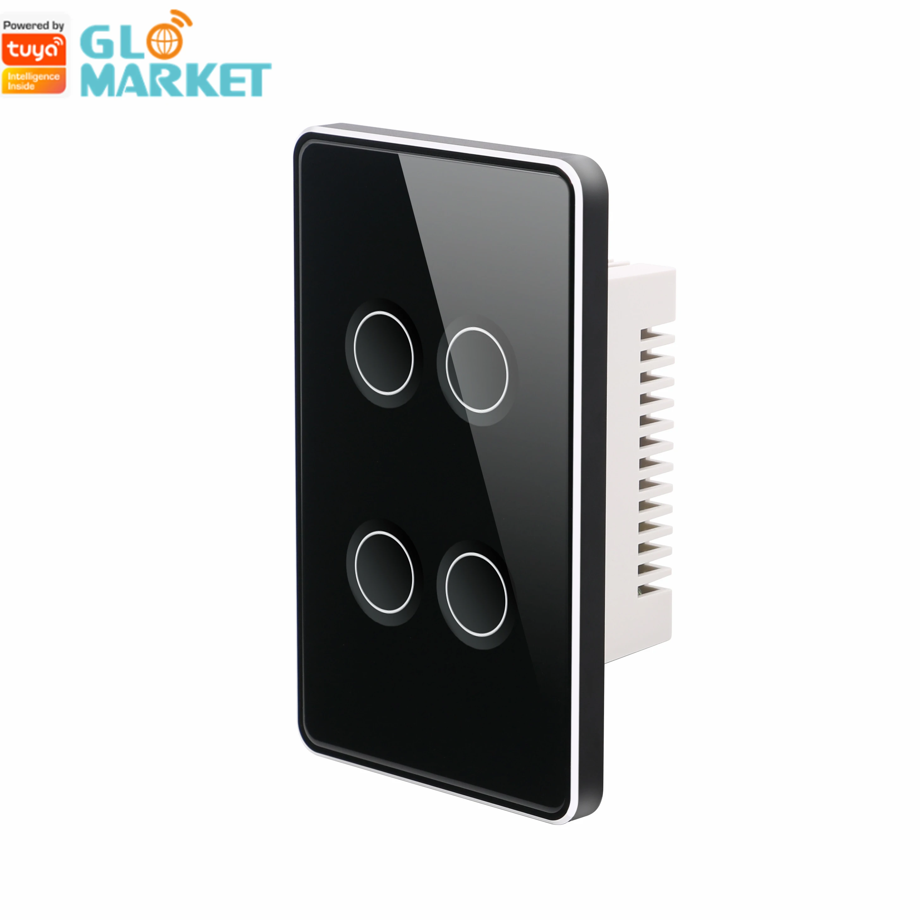 Glomarket Smart Home Tuya for Google&Alexa Smart Home Wall Touch Wireless Switch 1/2/3/4 Gang Zigbee Switches Concave Glass