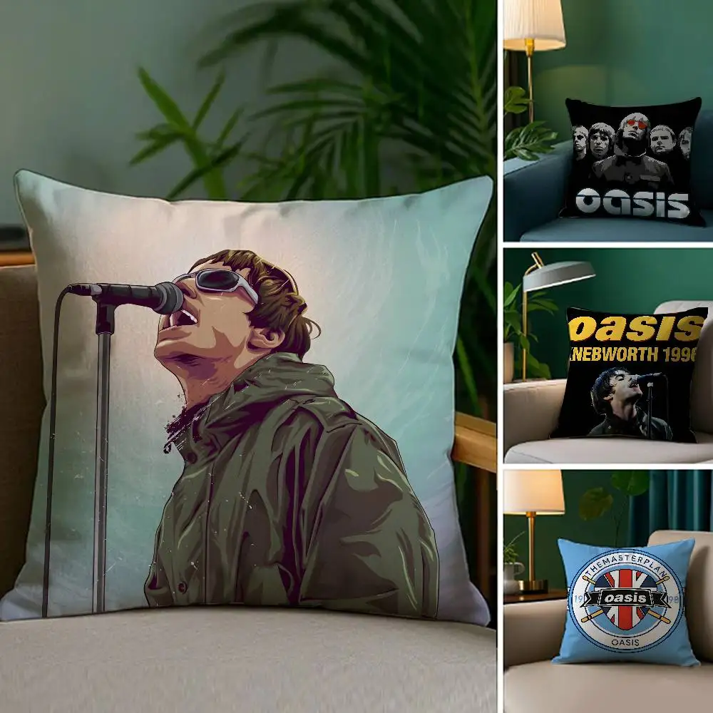 

Hot O-OasisS Rock Band Pillow Case Soft Plush Fabric Double Sided Print Decorative Home Living Room Gift Cushion