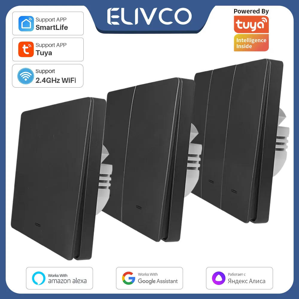 Tuya Smart WiFi Light Switch Push Button No Neutral Wire Switch Smart Life Voice Control Via Alexa Google Home Yandex Alice