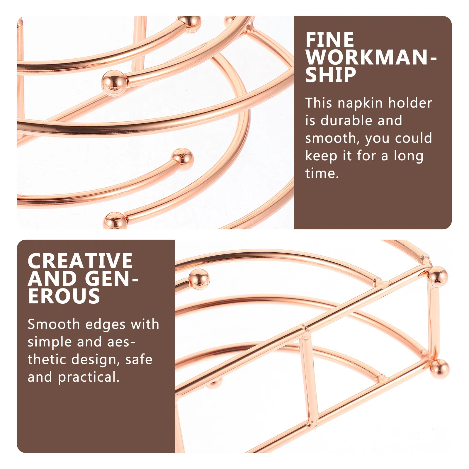 

Hollow Metal Napkin Holder Vintage Style Tabletop Serviette Organizer Smooth Edges Space Saving Design