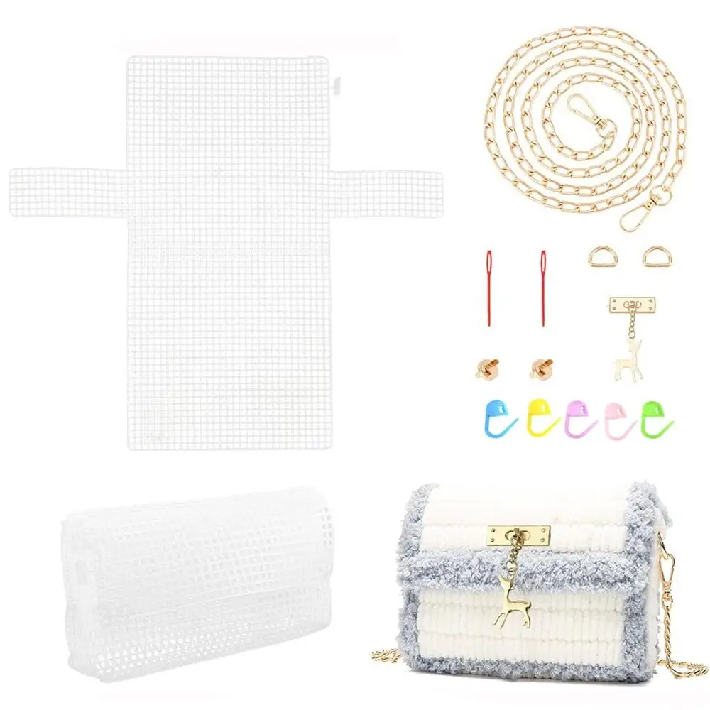 Bag Accessories Plastic Bag Mesh Grid Set Handmade White Knitting Plastic Mesh Kit Mesh Plastic Canvas