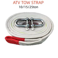 ATV Tow Strap Car Trailer Ropes Off-road Vehicle Car Tool Tow Rope with Strong Double Hook 5 /10 /15 Tons Vehicle Rescue Rope