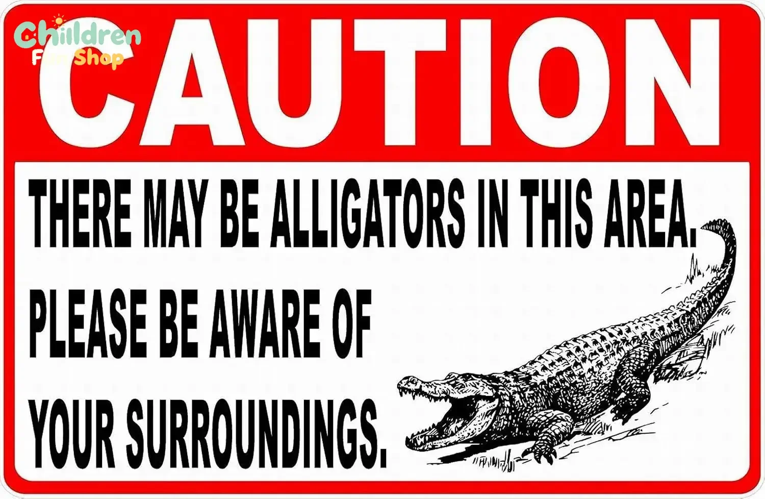 M1,Ylens Safety Sign Notice Danger Warning 8x12 Tin Sign Decor Caution There May Be Alligators In Area Sign,No Frame